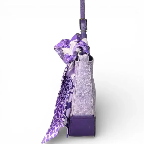 Rare Vintage Y2K Coach 8146 Purple Herringbone Hobo Bag & Silk Scarf Bundle - Picture 6 of 10